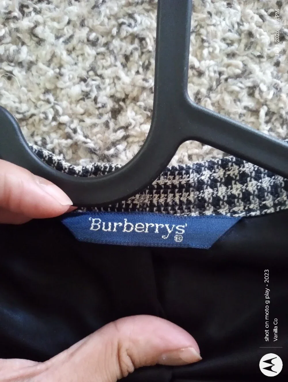 Burberry Houndstooth Suit Jacket Wool Vintage Black White 40R